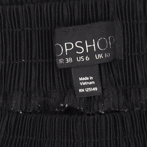 Topshop Women’s Black Wide-Leg Cropped Trousers Size 10