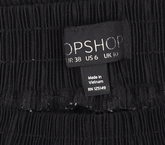Topshop Women’s Black Wide-Leg Cropped Trousers Size 10