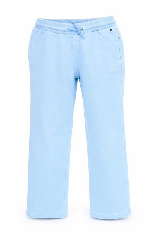 Front view of Tommy Hilfiger boys’ blue jogger sweatpants, size 8, years cotton blend
