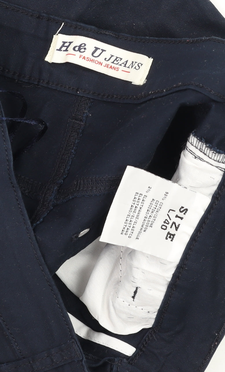 H & U Jeans Men's Blue Regular Fit Chino Shorts Size L 40