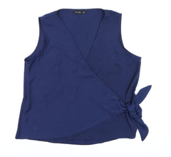 F&F Women Blue Wrap Sleeveless Tunic Top UK 18