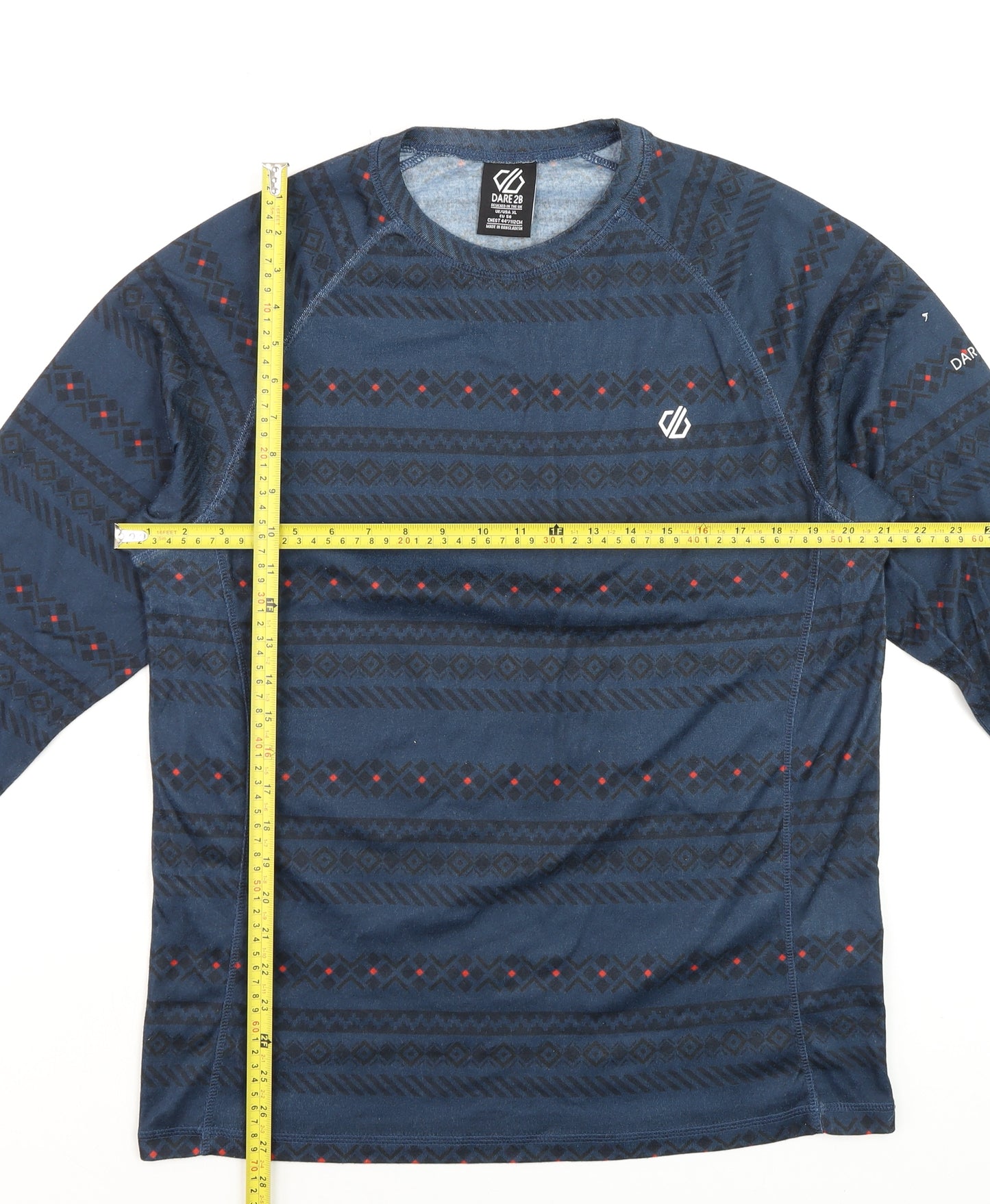 Dare 2b Men's Blue Geometric Long Sleeve Activewear Top XL