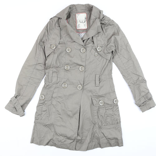 XDYE Womens Grey Double Breasted Trench Coat Size S Classic Style