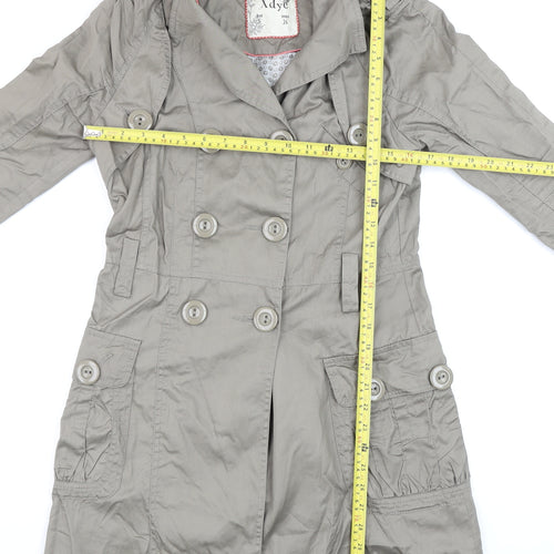 XDYE Womens Grey Double Breasted Trench Coat Size S Classic Style