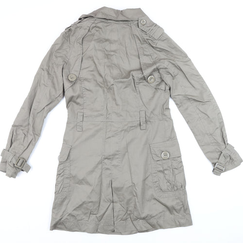 XDYE Womens Grey Double Breasted Trench Coat Size S Classic Style