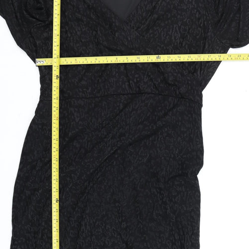 F&F Women Black Animal Print Knee Length Shift Dress Size 18