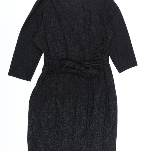 F&F Women Black Animal Print Knee Length Shift Dress Size 18