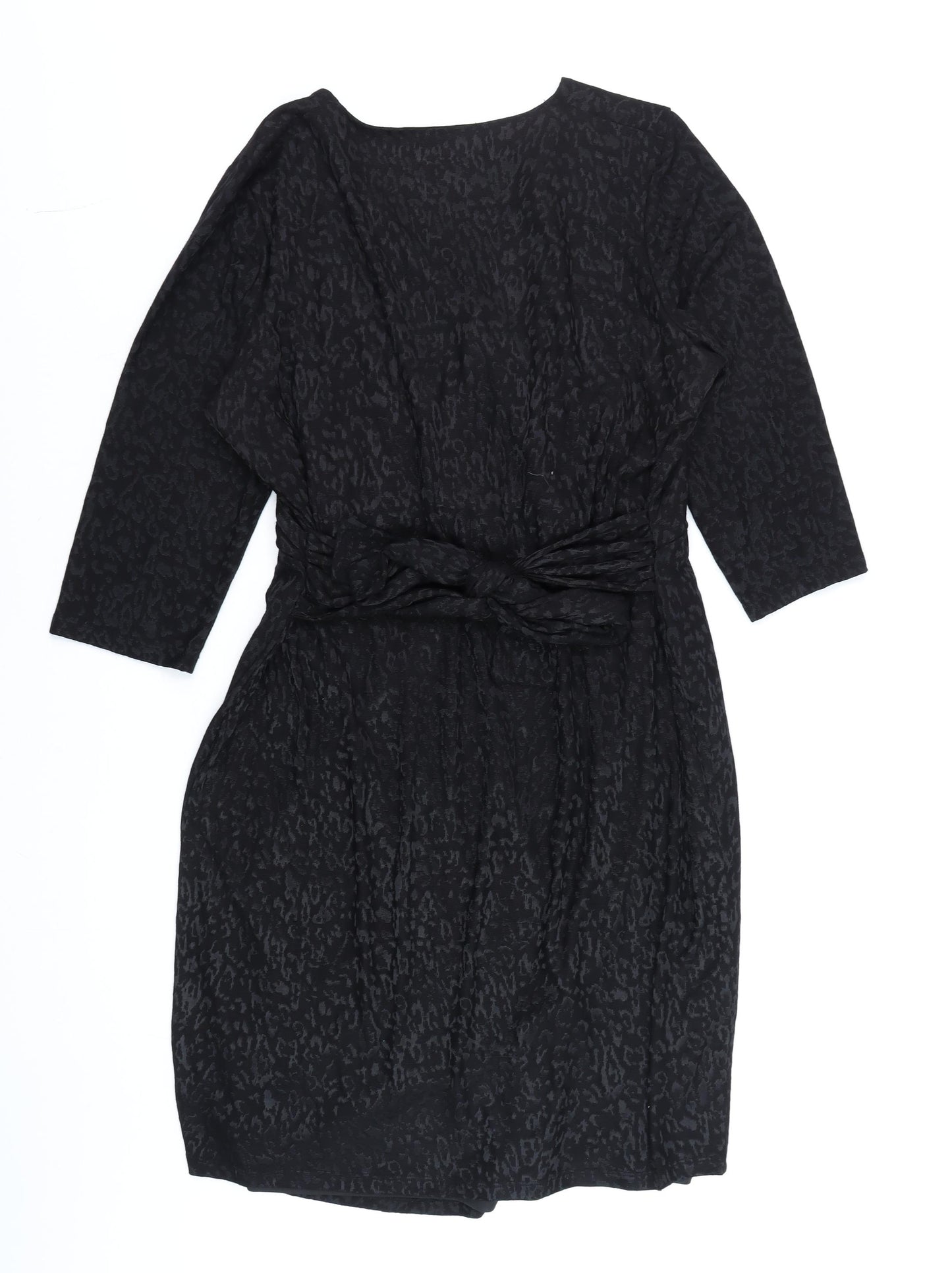 F&F Women Black Animal Print Knee Length Shift Dress Size 18