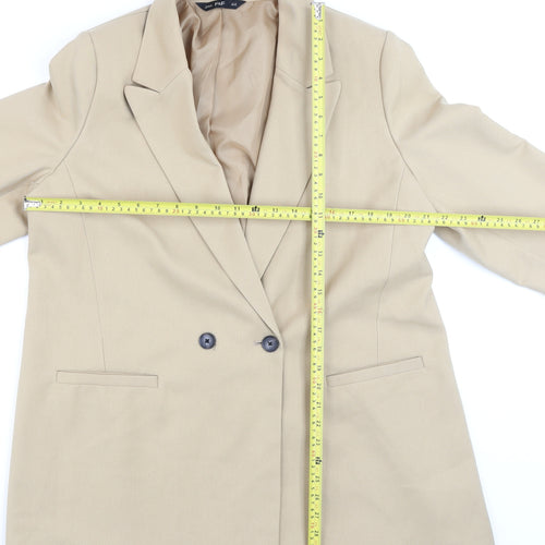 F&F Women Beige Double-Breasted Blazer UK 16 Classic Fit