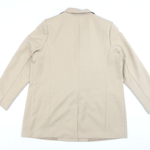 F&F Women Beige Double-Breasted Blazer UK 16 Classic Fit