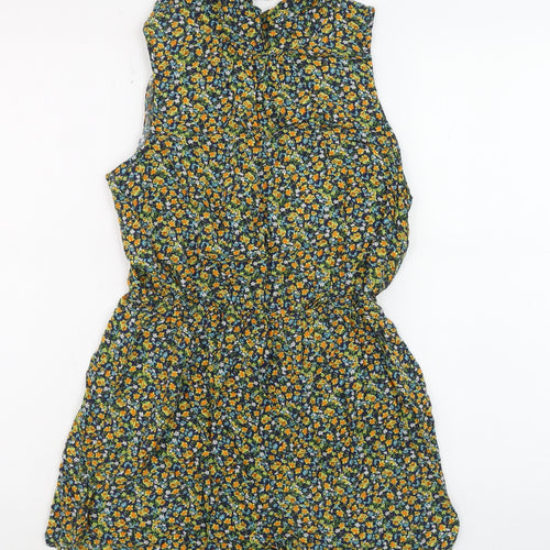 Forever 21 Womens Navy Floral Sleeveless Playsuit Size M Rayon Summer Romper