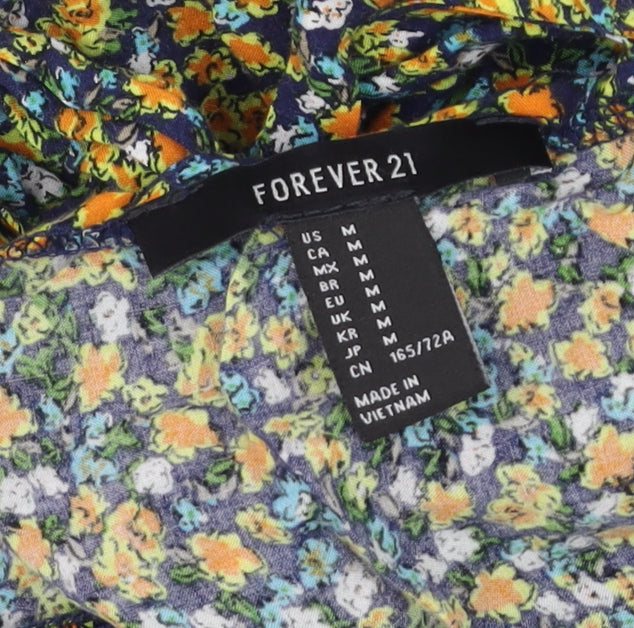 Forever 21 Womens Navy Floral Sleeveless Playsuit Size M Rayon Summer Romper