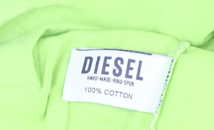 Diesel Women's Green Large Basic Crew Neck Cotton T-Shirt