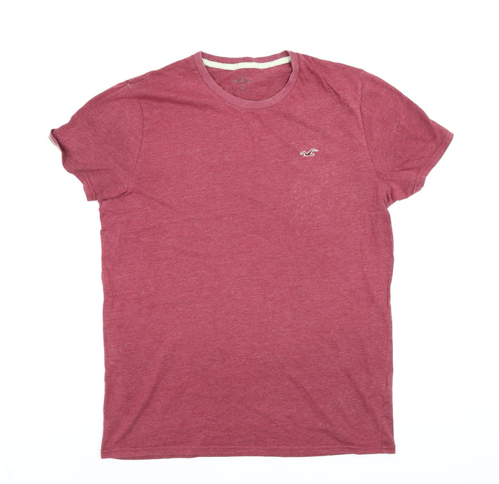 Hollister Men Red Crew Neck Short Sleeve T-Shirt M Regular Fit