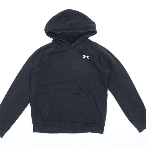 Under Armour Womens Black Pullover Hoodie YLG Loose Fit Logo Sweatshirt