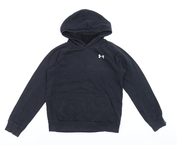 Under Armour Womens Black Pullover Hoodie YLG Loose Fit Logo Sweatshirt