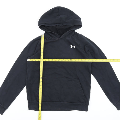 Under Armour Womens Black Pullover Hoodie YLG Loose Fit Logo Sweatshirt