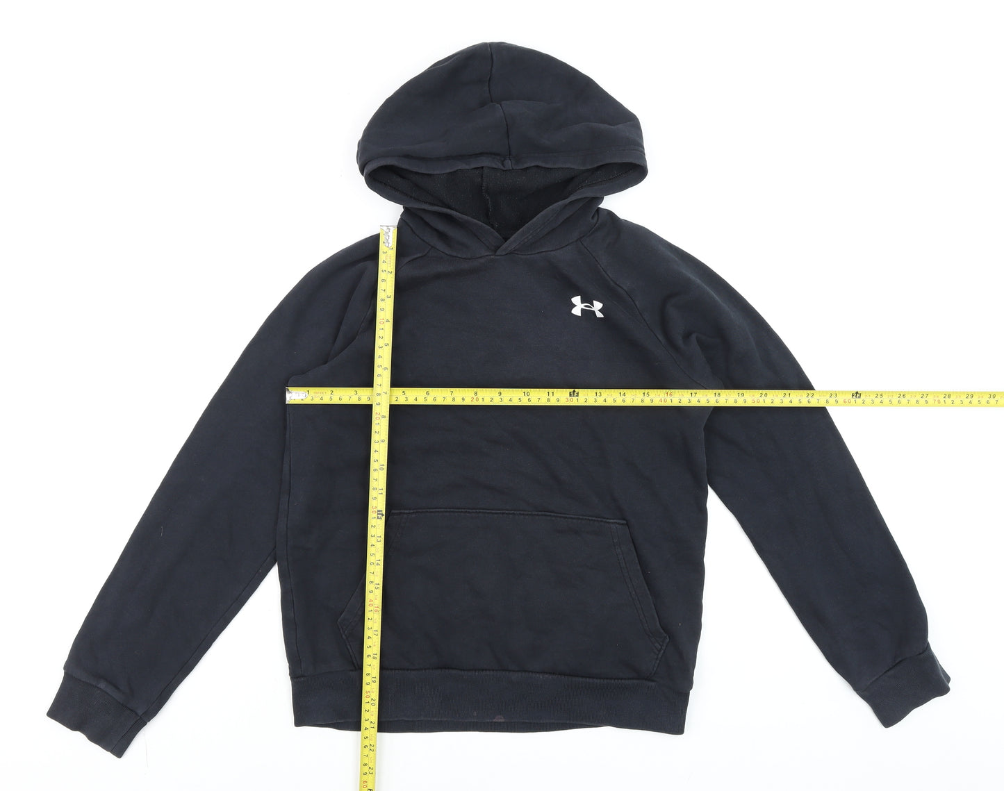 Under Armour Womens Black Pullover Hoodie YLG Loose Fit Logo Sweatshirt