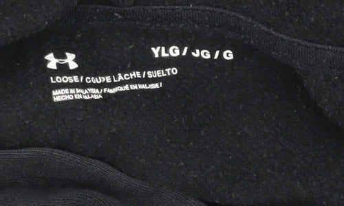 Under Armour Womens Black Pullover Hoodie YLG Loose Fit Logo Sweatshirt
