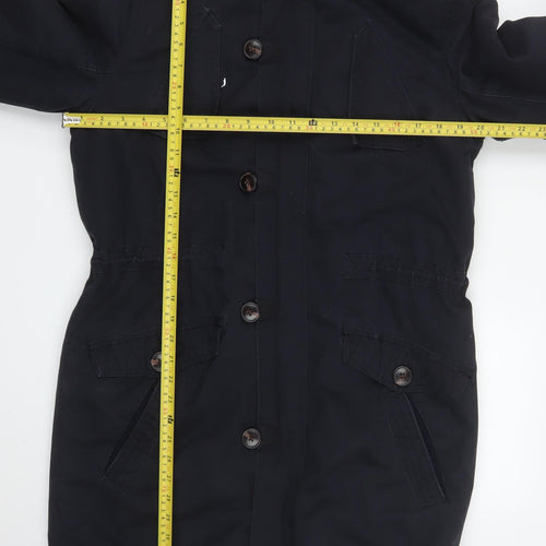 River Island Men's Black Parka Coat S Faux Fur Hooded Winter Jacket