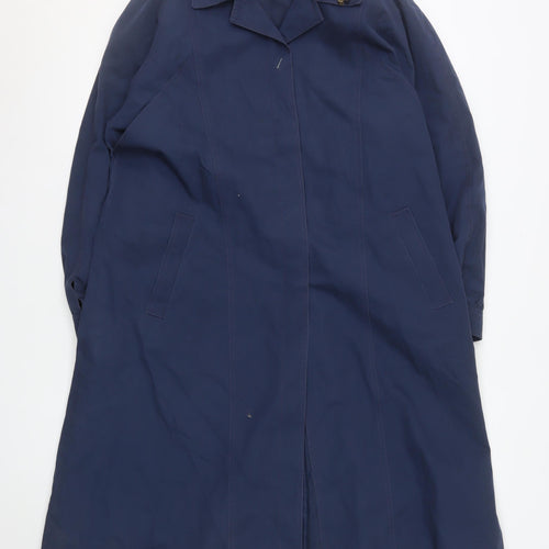 Jan Robert Women's Blue Long Trench Coat UK 14 Classic Collared Style