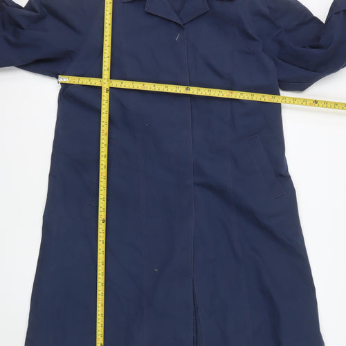 Jan Robert Women's Blue Long Trench Coat UK 14 Classic Collared Style