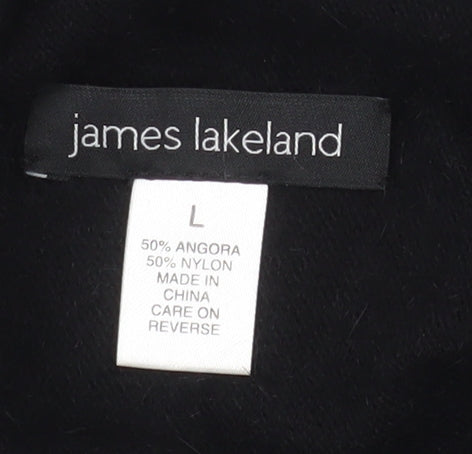 James Lakeland Women’s Black Angora Knit Open Cardigan L
