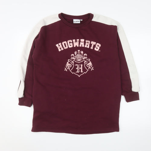 Harry Potter Girls Red Hogwarts Logo Pullover Sweatshirt 14 Years
