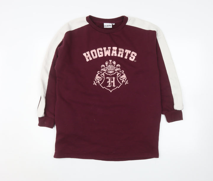 Harry Potter Girls Red Hogwarts Logo Pullover Sweatshirt 14 Years