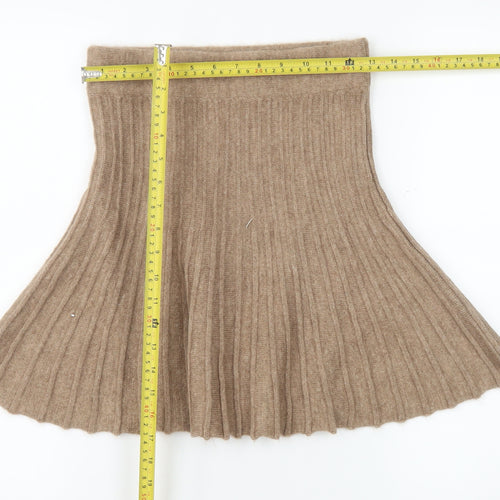 River Island Women Beige Pleated Knit Short Skirt S
