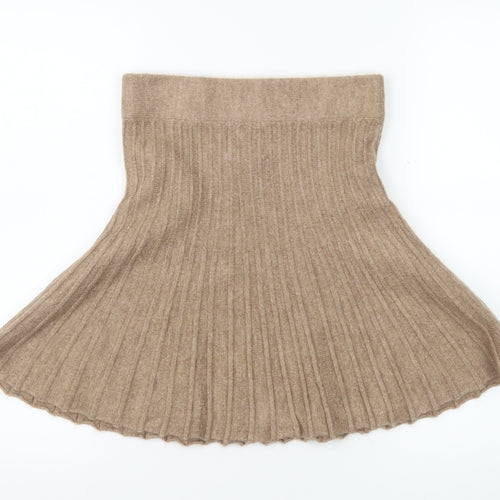 River Island Women Beige Pleated Knit Short Skirt S