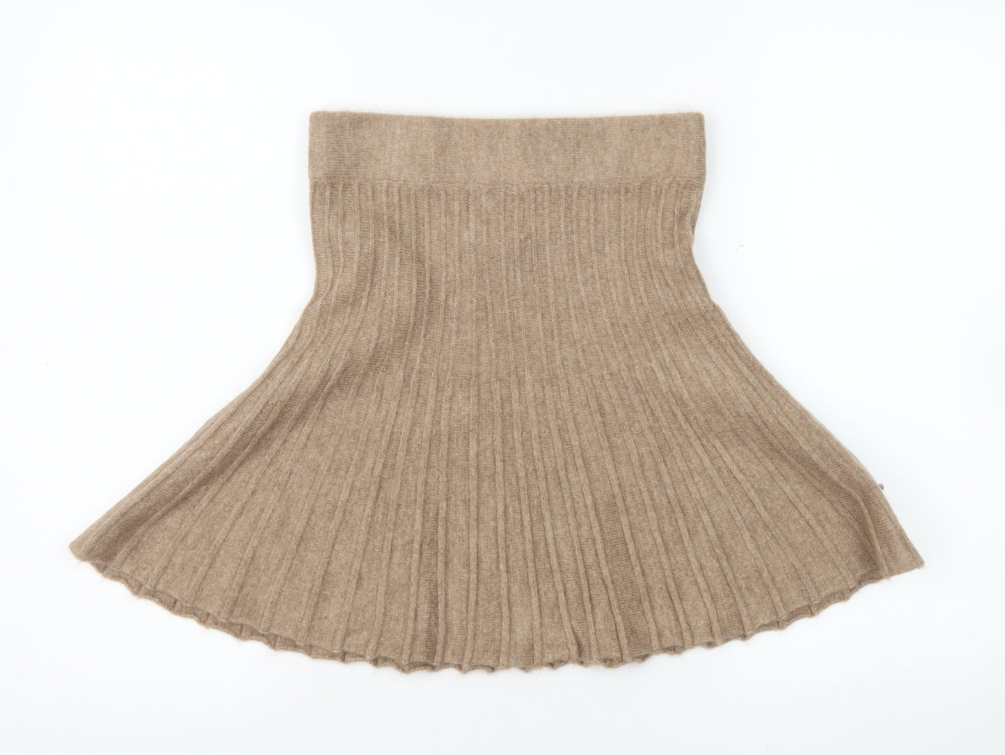 River Island Women Beige Pleated Knit Short Skirt S