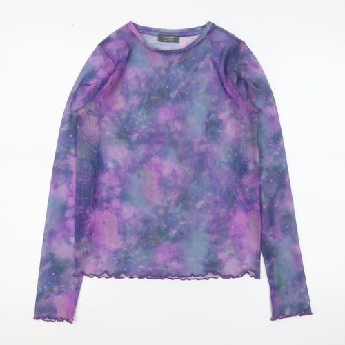 Primark Girls Purple Sheer Galaxy Long Sleeve Mesh T-Shirt 12-13 Years