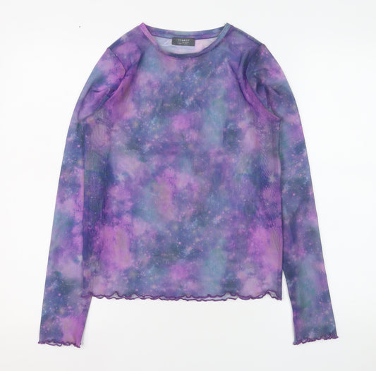 Primark Girls Purple Sheer Galaxy Long Sleeve Mesh T-Shirt 12-13 Years
