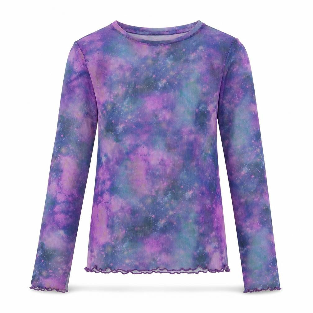 Primark Girls Purple Sheer Galaxy Long Sleeve Mesh T-Shirt 12-13 Years