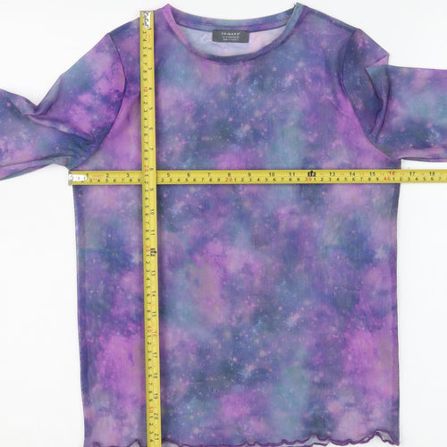 Primark Girls Purple Sheer Galaxy Long Sleeve Mesh T-Shirt 12-13 Years