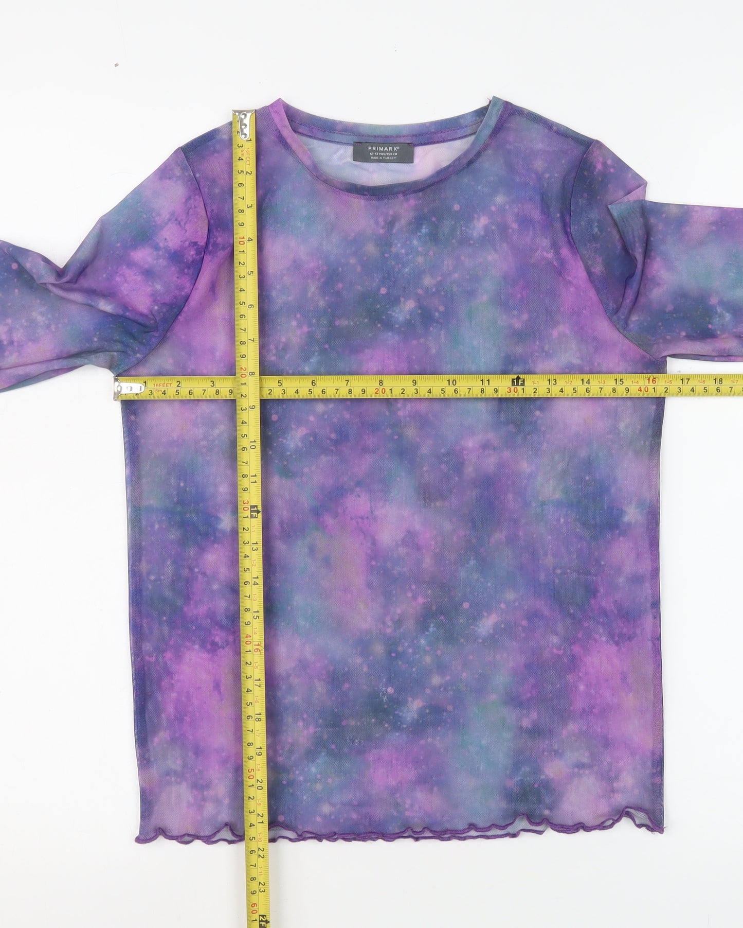 Primark Girls Purple Sheer Galaxy Long Sleeve Mesh T-Shirt 12-13 Years