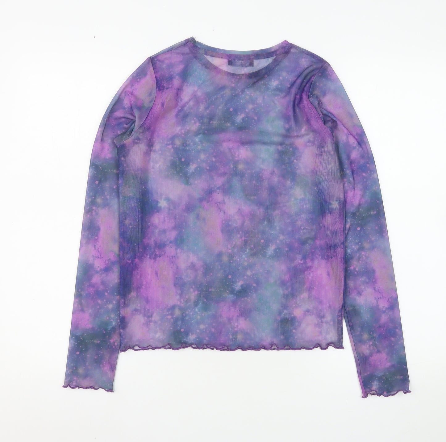Primark Girls Purple Sheer Galaxy Long Sleeve Mesh T-Shirt 12-13 Years