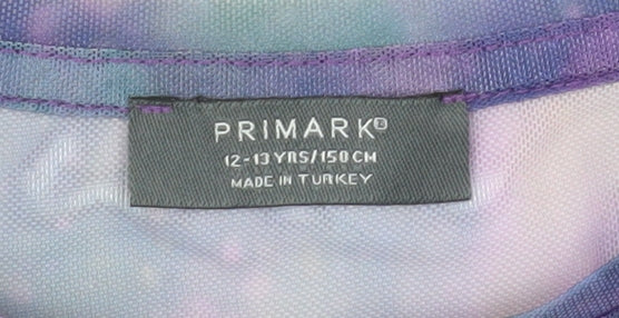 Primark Girls Purple Sheer Galaxy Long Sleeve Mesh T-Shirt 12-13 Years