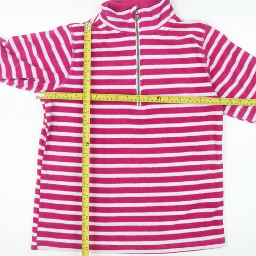 GAP Women Pink Striped 1/2 Zip Pullover Fleece Sweatshirt M