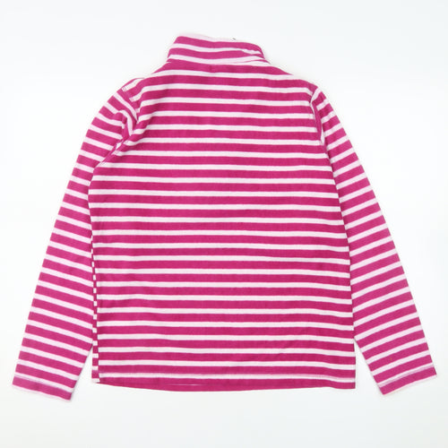 GAP Women Pink Striped 1/2 Zip Pullover Fleece Sweatshirt M