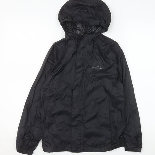 Freedom Trail Girls Black Hooded Rain Coat 9-10 Years Water Resistant Jacket