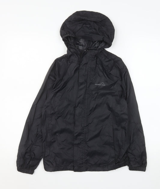 Freedom Trail Girls Black Hooded Rain Coat 9-10 Years Water Resistant Jacket