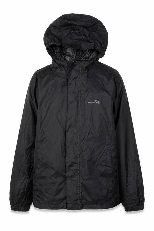 Freedom Trail Girls Black Hooded Rain Coat 9-10 Years Water Resistant Jacket