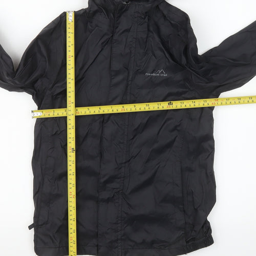 Freedom Trail Girls Black Hooded Rain Coat 9-10 Years Water Resistant Jacket