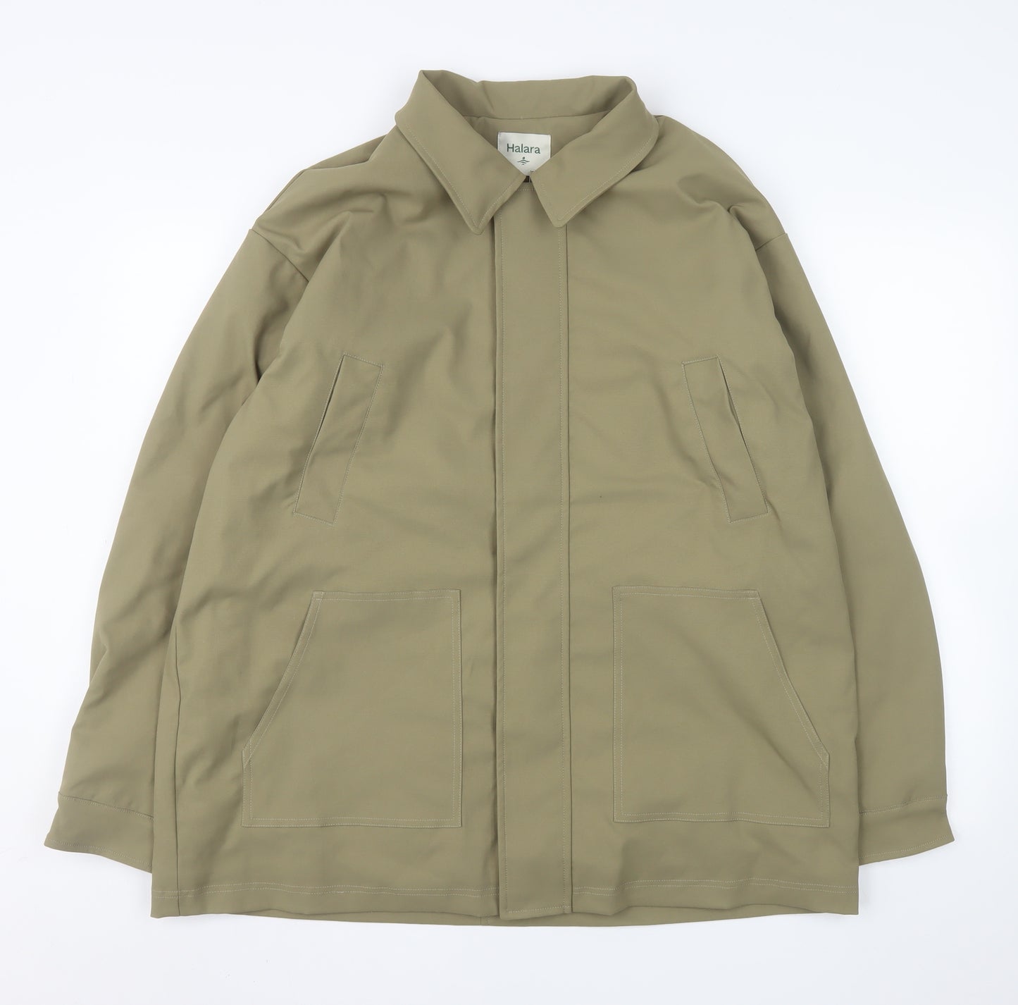 Halara Men's Beige L Basic Jacket Collared Softshell Mid-Length