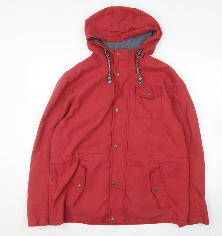 Jasper Conran Mens Red Hooded Parka Jacket L Cotton Nylon Casual
