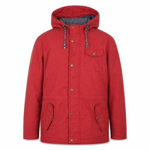 Jasper Conran Mens Red Hooded Parka Jacket L Cotton Nylon Casual
