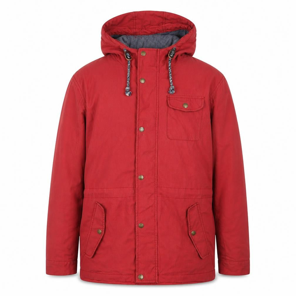 Jasper Conran Mens Red Hooded Parka Jacket L Cotton Nylon Casual