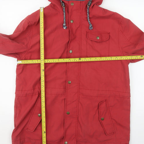 Jasper Conran Mens Red Hooded Parka Jacket L Cotton Nylon Casual
